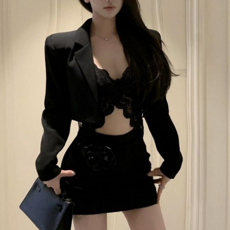 Black Spring Blazer Lace Brale - Lace Bralette Set avis et prix