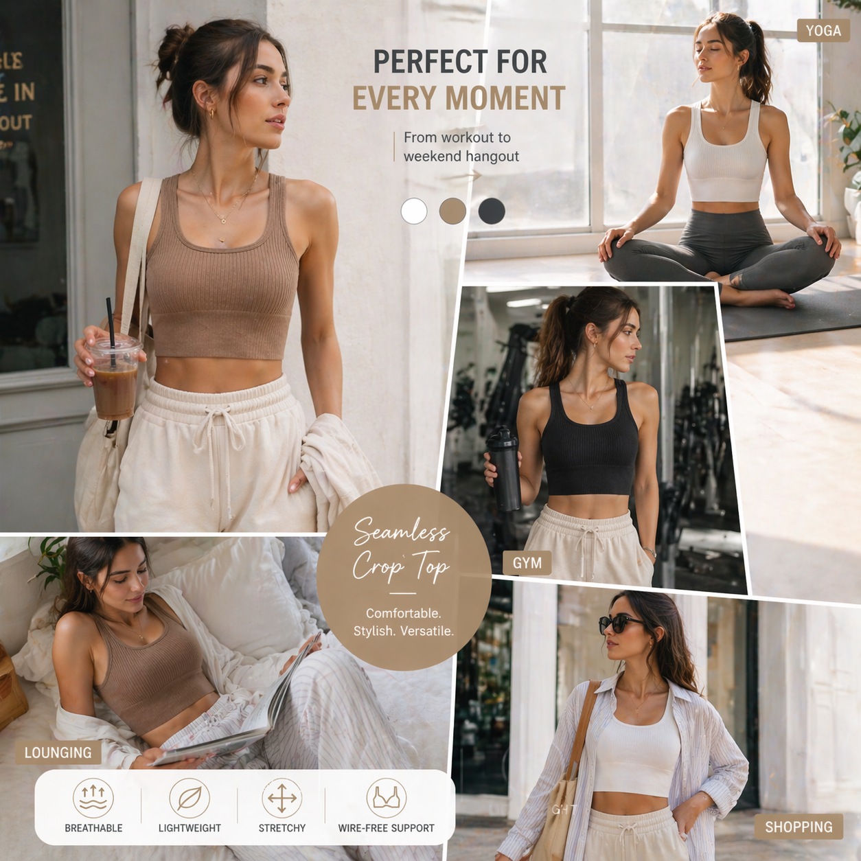 Women Seamless Ribbed Crop Top - T Shirt Bra Seamless avis et prix