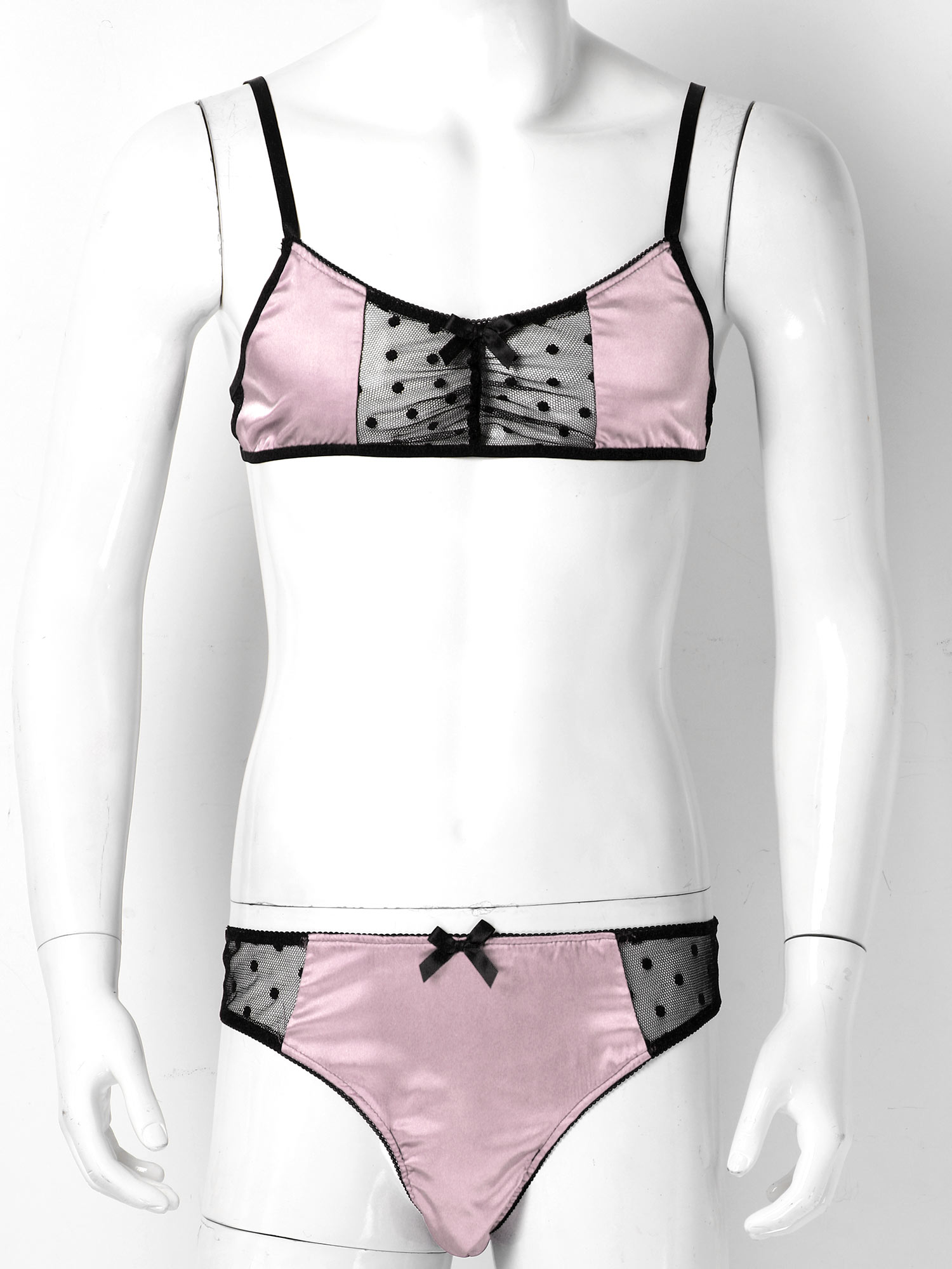 Men Satin Lingerie Suit Sissy  - Sheer Mesh Bra avis et prix