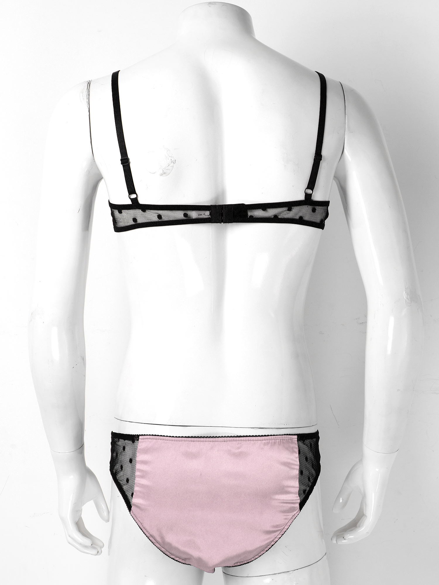 Men Satin Lingerie Suit Sissy  - Sheer Mesh Bra avis et prix
