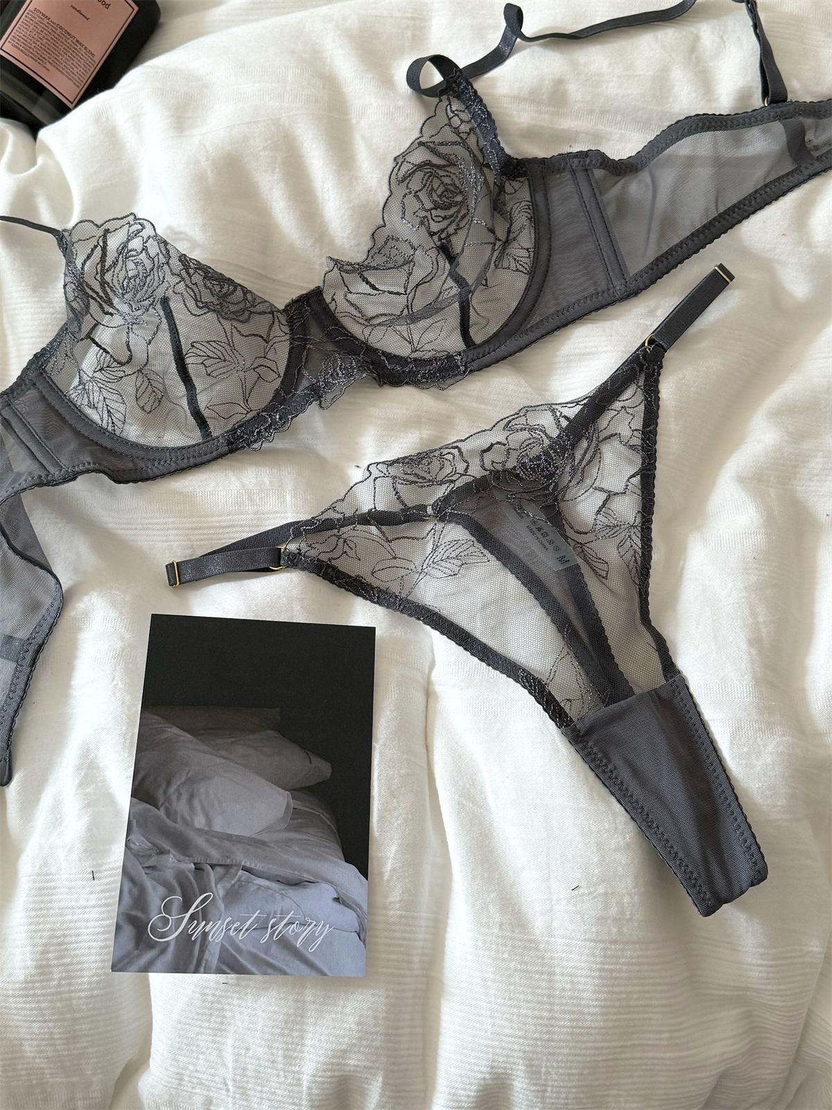 Lace embroidered flowers mesh  - Cotton Bra Everyday avis et prix