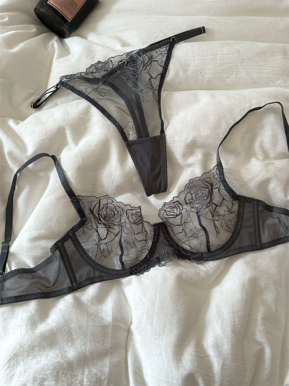 Lace embroidered flowers mesh  - Cotton Bra Everyday avis et prix