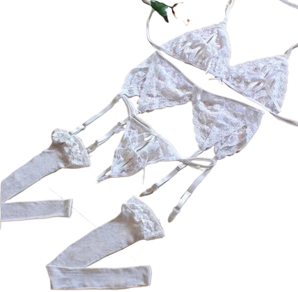 Lace Women Lingerie Set 4 Pcs  - Sheer Mesh Bra avis et prix