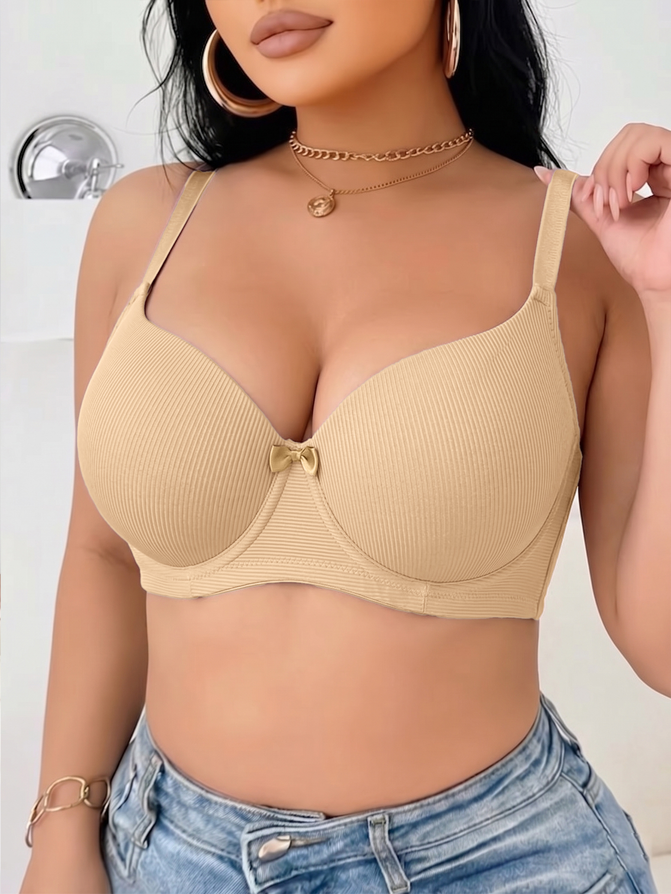 Plus Size Ribbed Women Bra Thi - Underwire Bra Padded avis et prix